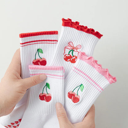 Cute Cherry Non-Slip Yoga & Pilates Socks – Silicone Grip, Breathable Women's Fitness Socks